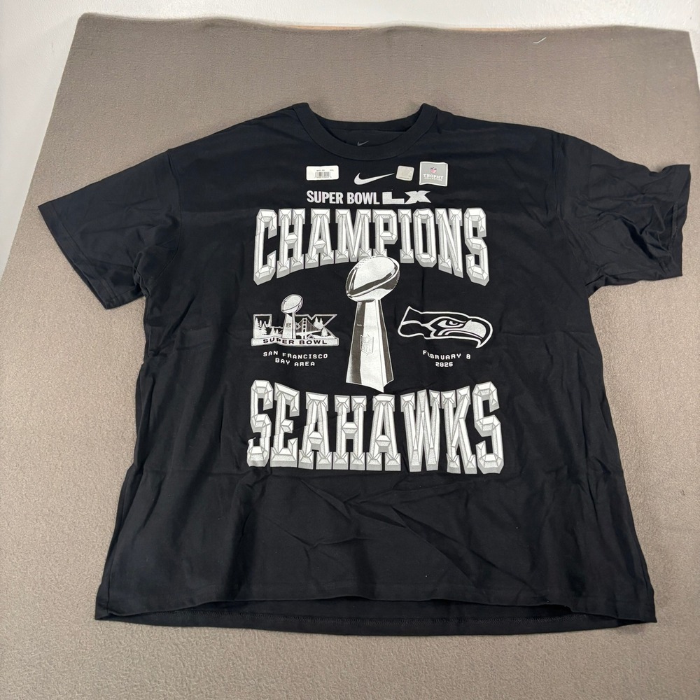 Nike Seattle Seahawks Super Bowl LX Champions T-Shirt Mens XXL Black NFL Tee